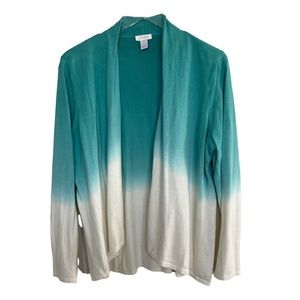 Chico's Teal Blue Ombre Cardigan Knit Sweater